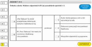 test ósmoklasisty z języka polskiego -Analiza lektury Pan Tadeusz