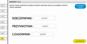 Interaktywny test ósmoklasisty - Język polski - Wyrazy pokrewne