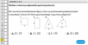 Egzamin 8 klasa - multimedialny test z matematyki - Objętość graniastosłupów