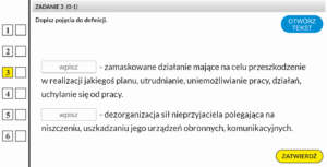 Multimedialny test ósmoklasisty z języka polskiego - Dopisz pojęcia do definicji