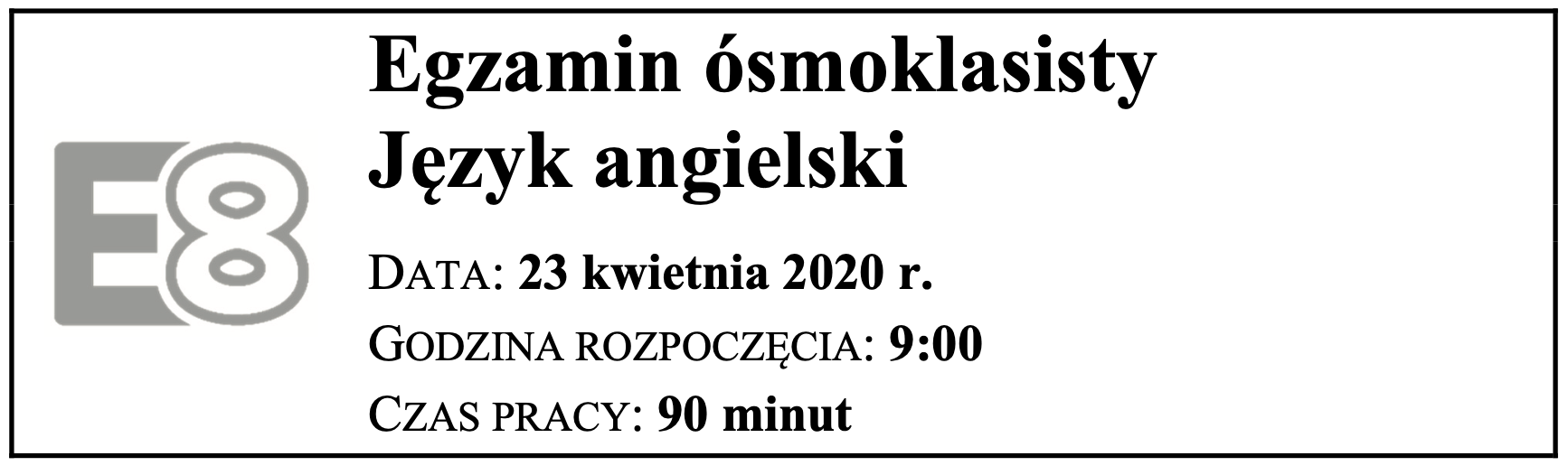 Egzamin ósmoklasisty Angielski - Arkusz z 2020r.