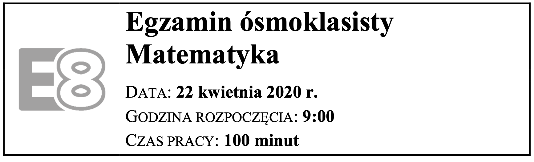 Egzamin ósmoklasisty Matematyka - Arkusz CKE 2020